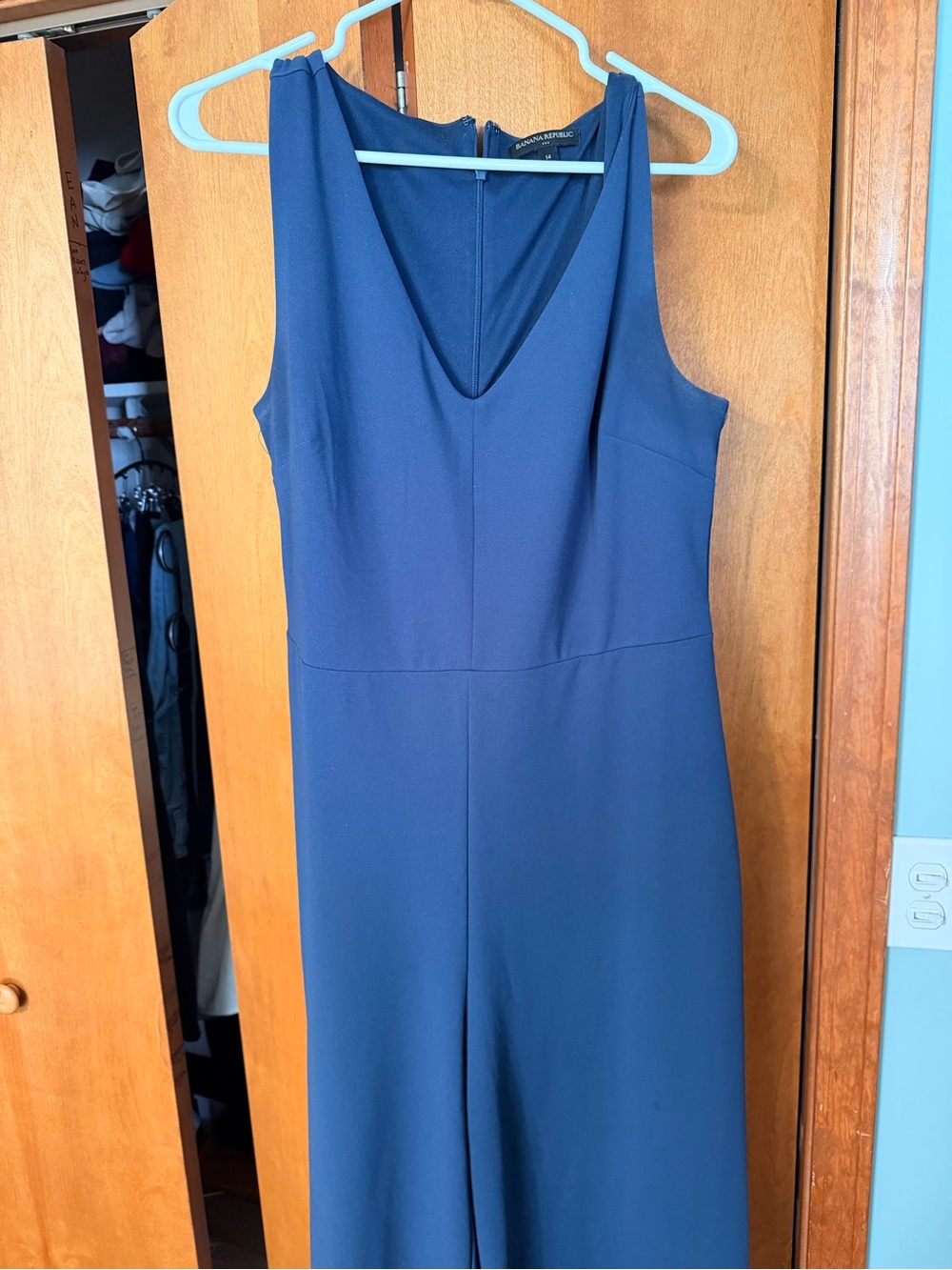 Banana Republic Factory Navy Sleeveless V-Neck Jumpsuit